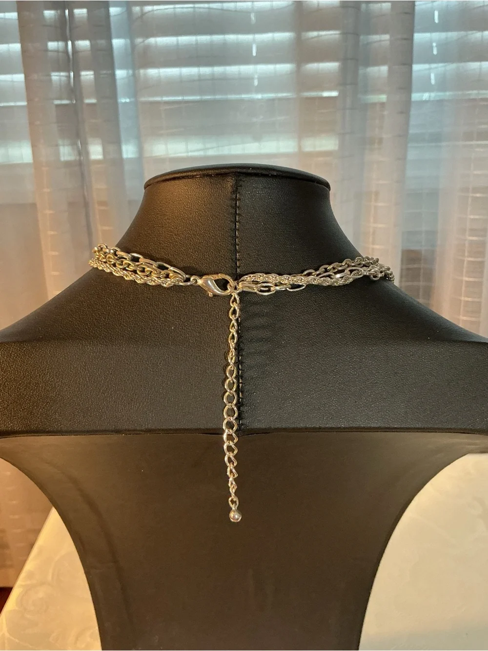 Two-Tone Fleur de Lis Triple Strand Silver Gold and Silver Pendant Necklace